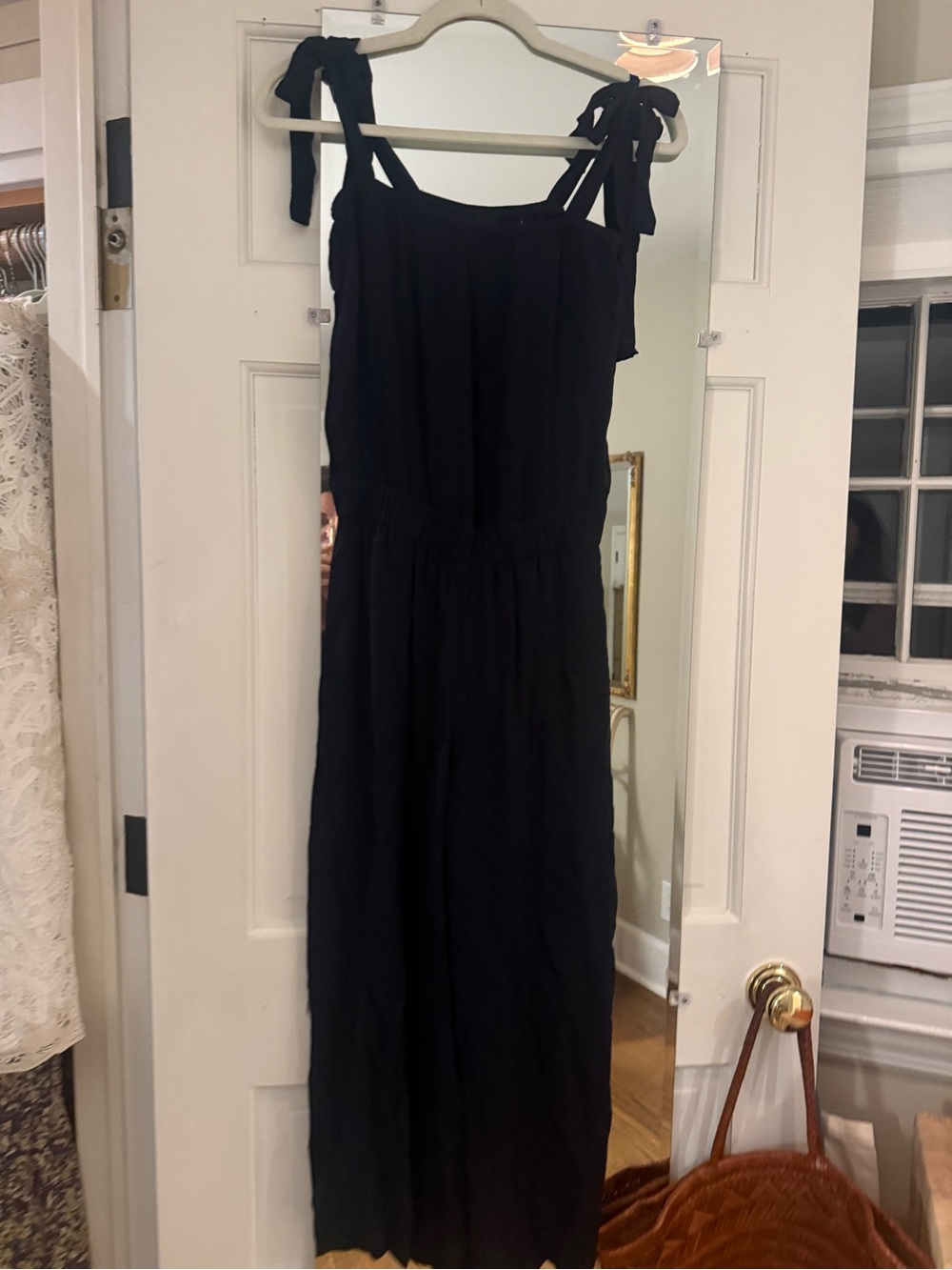 Theory Black Tie-Shoulder Maxi Jumpsuit